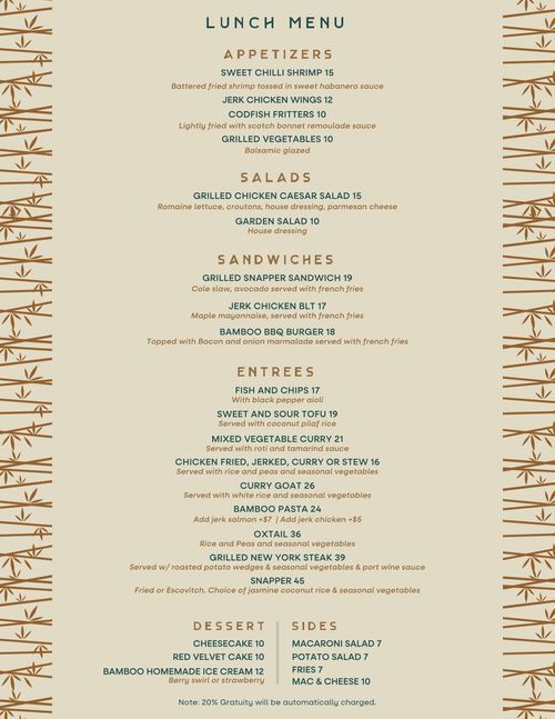 BAMBOO WALK Traditional Caribbean cuisine infused with unexpected